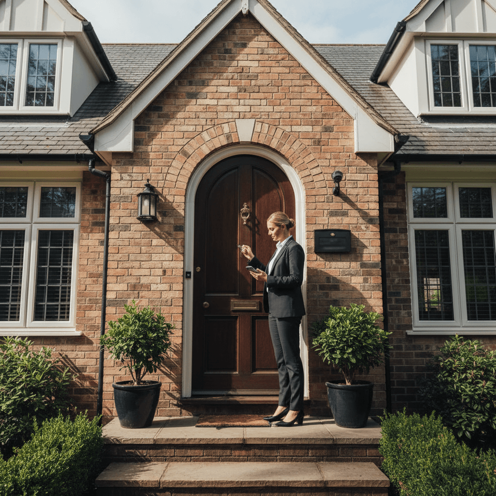 Pet sitter arriving at home for service